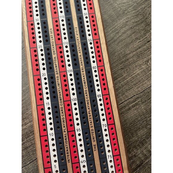 Bicycle 3-Track Color Coded Wooden Cribbage Board Games with pegs - Picture 7 of 7